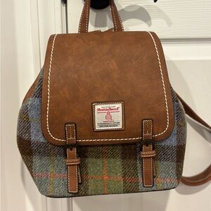 Brown and Plaid Mini Backpack - real wool!